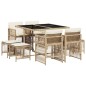 vidaXL 9-tlg. Garten-Essgruppe mit Kissen Beige Poly Rattan vidaXL 9-tlg. Garten-Essgruppe mit Kissen Beige Poly Rattan