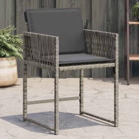 vidaXL Gartenstühle mit Kissen 4 Stk. Grau Poly Rattan