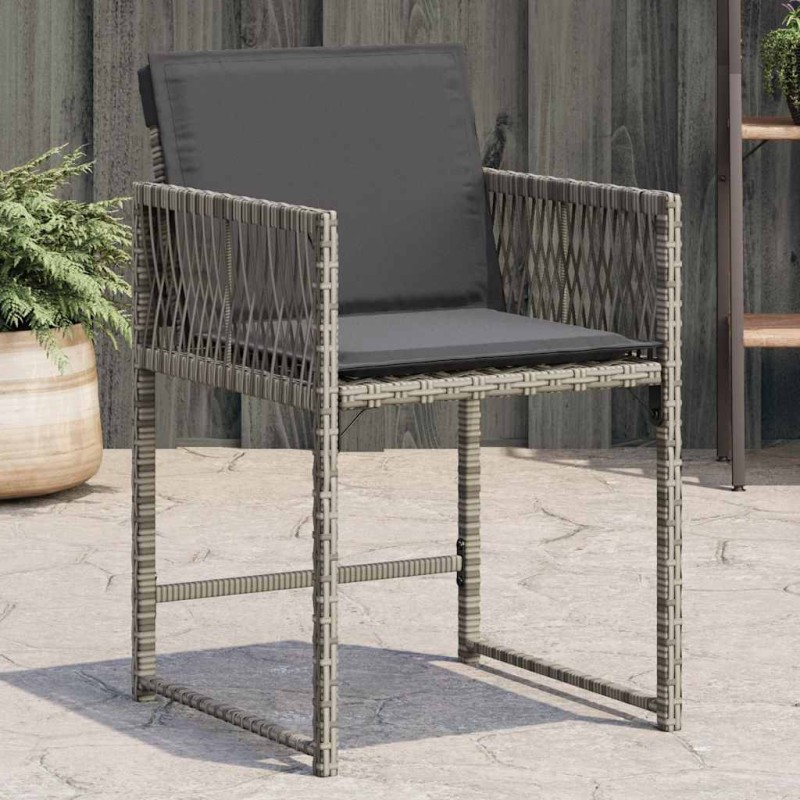 vidaXL Gartenstühle mit Kissen 4 Stk. Grau Poly Rattan vidaXL Gartenstühle mit Kissen 4 Stk. Grau Poly Rattan