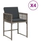 vidaXL Gartenstühle mit Kissen 4 Stk. Grau Poly Rattan vidaXL Gartenstühle mit Kissen 4 Stk. Grau Poly Rattan