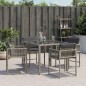 vidaXL Gartenstühle mit Kissen 4 Stk. Grau Poly Rattan vidaXL Gartenstühle mit Kissen 4 Stk. Grau Poly Rattan