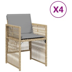 vidaXL Gartenstühle mit Kissen 4 Stk. Beigemischung Poly Rattan