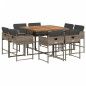 vidaXL 9-tlg. Garten-Essgruppe mit Kissen Grau Poly Rattan vidaXL 9-tlg. Garten-Essgruppe mit Kissen Grau Poly Rattan