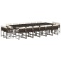 vidaXL 17-tlg. Garten-Essgruppe mit Kissen Braun Poly Rattan
