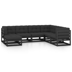7-tlg. Garten-Lounge-Set mit Kissen Kiefer Massivholz