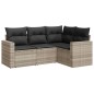vidaXL 4-tlg. Garten-Sofagarnitur mit Kissen Hellgrau Poly Rattan vidaXL 4-tlg. Garten-Sofagarnitur mit Kissen Hellgrau Poly Rattan