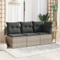 vidaXL Garten-Ecksofa mit Kissen Hellgrau Poly Rattan vidaXL Garten-Ecksofa mit Kissen Hellgrau Poly Rattan