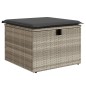 vidaXL Gartenhocker mit Kissen Hellgrau 55x55x37 cm Poly Rattan vidaXL Gartenhocker mit Kissen Hellgrau 55x55x37 cm Poly Rattan