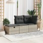 vidaXL Gartenhocker mit Kissen Hellgrau 55x55x37 cm Poly Rattan vidaXL Gartenhocker mit Kissen Hellgrau 55x55x37 cm Poly Rattan