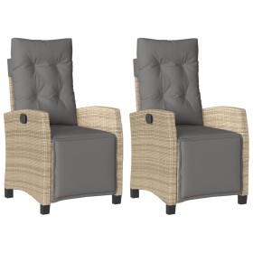 vidaXL Gartensessel mit Fußteil 2 Stk. Verstellbar Poly Rattan