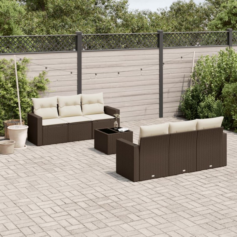 vidaXL 7-tlg. Garten-Sofagarnitur mit Kissen Braun Poly Rattan vidaXL 7-tlg. Garten-Sofagarnitur mit Kissen Braun Poly Rattan