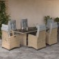 vidaXL 7-tlg. Garten-Essgruppe mit Kissen Beigemischung Poly Rattan vidaXL 7-tlg. Garten-Essgruppe mit Kissen Beigemischung Poly Rattan