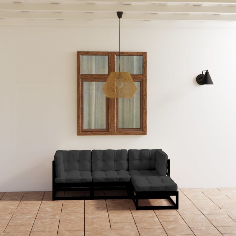 4-tlg. Garten-Lounge-Set mit Kissen Massivholz Kiefer 4-tlg. Garten-Lounge-Set mit Kissen Massivholz Kiefer