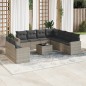 vidaXL 10-tlg. Garten-Sofagarnitur mit Kissen Hellgrau Poly Rattan vidaXL 10-tlg. Garten-Sofagarnitur mit Kissen Hellgrau Poly Rattan