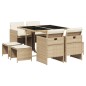 vidaXL 9-tlg. Garten-Essgruppe mit Kissen Beige Poly Rattan vidaXL 9-tlg. Garten-Essgruppe mit Kissen Beige Poly Rattan