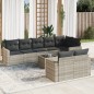 vidaXL 9-tlg. Garten-Sofagarnitur mit Kissen Hellgrau Poly Rattan vidaXL 9-tlg. Garten-Sofagarnitur mit Kissen Hellgrau Poly Rattan