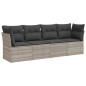 vidaXL 4-tlg. Garten-Sofagarnitur mit Kissen Hellgrau Poly Rattan vidaXL 4-tlg. Garten-Sofagarnitur mit Kissen Hellgrau Poly Rattan