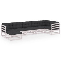 7-tlg. Garten-Lounge-Set mit Kissen Kiefer Massivholz