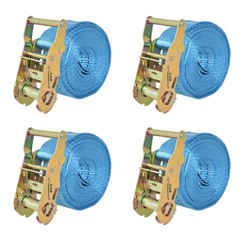 vidaXL Ratschen-Spanngurte 4 Stk. 2 Tonnen 6m×38mm Blau vidaXL Ratschen-Spanngurte 4 Stk. 2 Tonnen 6m×38mm Blau