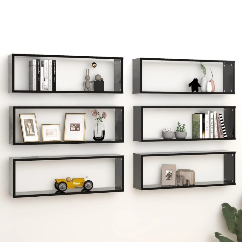 vidaXL Würfelregale 6 Stk. Schwarz 80x15x26,5 cm Holzwerkstoff vidaXL Würfelregale 6 Stk. Schwarz 80x15x26,5 cm Holzwerkstoff