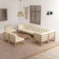 10-tlg. Garten-Lounge-Set mit Kissen Kiefer Massivholz 10-tlg. Garten-Lounge-Set mit Kissen Kiefer Massivholz