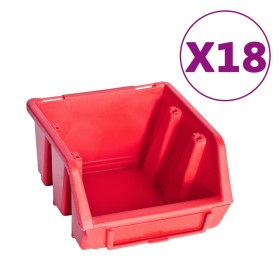 vidaXL 80-tlg. Behälter-Set für Kleinteile mit Wandplatten Rot Schwarz