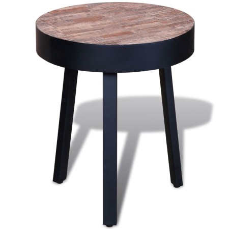 vidaXL Beistelltisch Rund Altholz Teak 