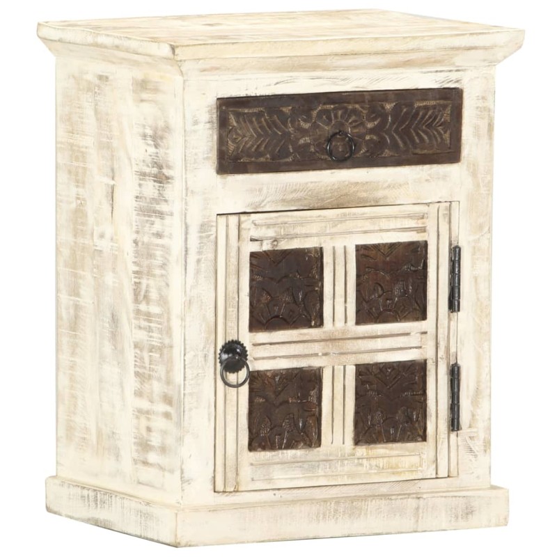 vidaXL Nachttisch Weiß 40×30×50 cm Mango Massivholz vidaXL Nachttisch Weiß 40×30×50 cm Mango Massivholz
