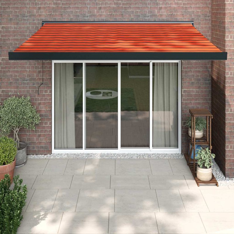 vidaXL Markise Einziehbar Orange und Braun 3,5x2,5 m Stoff & Aluminium