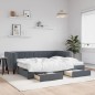 vidaXL Tagesbett Ausziehbar mit Schubladen Dunkelgrau 90x200 cm Samt vidaXL Tagesbett Ausziehbar mit Schubladen Dunkelgrau 90x200 cm Samt