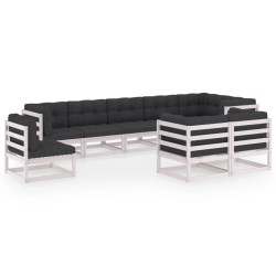 vidaXL 9-tlg. Garten-Lounge-Set mit Kissen Massivholz Kiefer