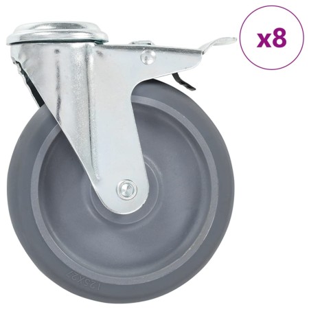 vidaXL 8 Stk. Lenkrollen mit Rückenloch 125 mm 