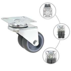 vidaXL 24 Stk. Lenkrollen mit Zwillingsrad 50 mm