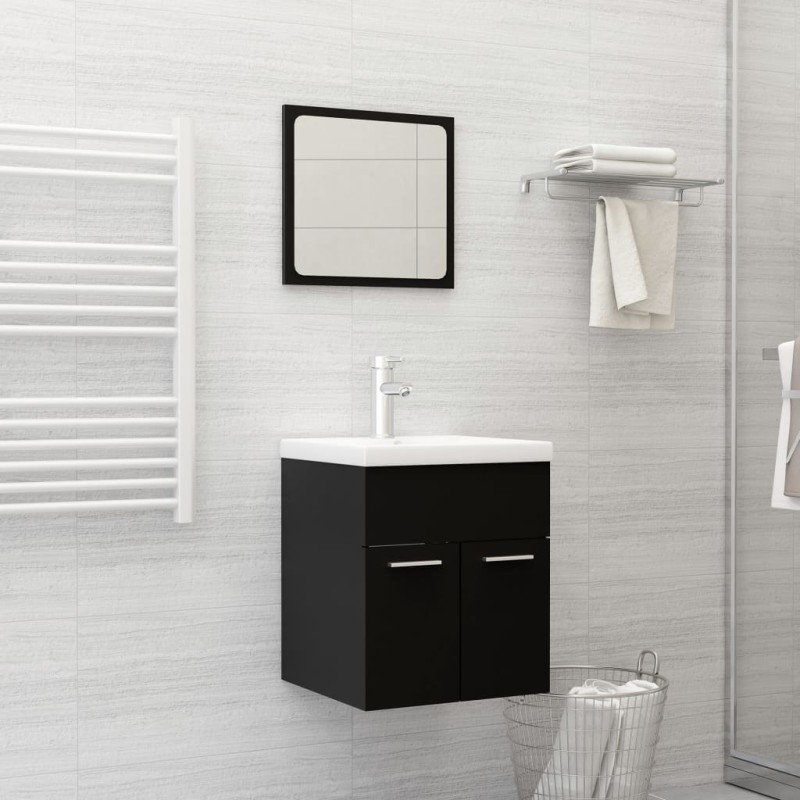 vidaXL Badmöbel-Set Schwarz Holzwerkstoff vidaXL Badmöbel-Set Schwarz Holzwerkstoff