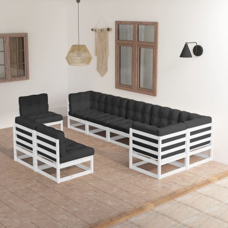 vidaXL 9-tlg. Garten-Lounge-Set mit Kissen Massivholz Kiefer