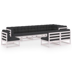 vidaXL 9-tlg. Garten-Lounge-Set mit Kissen Massivholz Kiefer