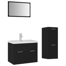 vidaXL Badmöbel-Set Schwarz Holzwerkstoff