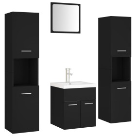 vidaXL Badmöbel-Set Schwarz Holzwerkstoff