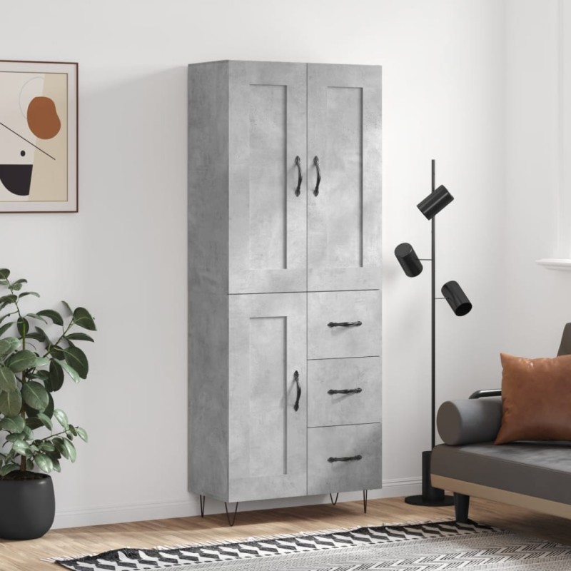 Highboard Betongrau 69,5x34x180 cm Holzwerkstoff Highboard Betongrau 69,5x34x180 cm Holzwerkstoff