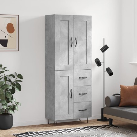 Highboard Betongrau 69,5x34x180 cm Holzwerkstoff
