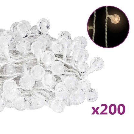 vidaXL Lichterkette Kugeln 20 m 200 LED Warmweiß 8 Funktionen