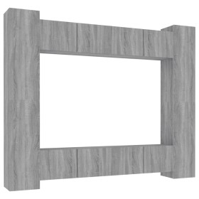 vidaXL 8-tlg. TV-Schrank-Set Grau Sonoma Holzwerkstoff