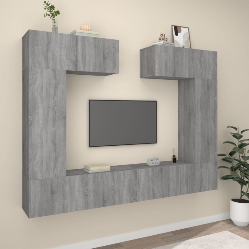 vidaXL 6-tlg. TV-Schrank-Set Grau Sonoma Holzwerkstoff vidaXL 6-tlg. TV-Schrank-Set Grau Sonoma Holzwerkstoff