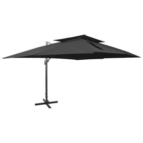 vidaXL Ampelschirm mit Lüftung 400x300 cm Schwarz