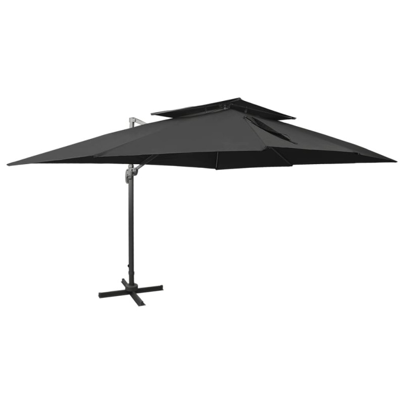 vidaXL Ampelschirm mit Lüftung 400x300 cm Schwarz vidaXL Ampelschirm mit Lüftung 400x300 cm Schwarz