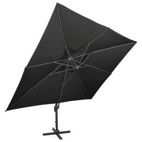 vidaXL Ampelschirm mit Lüftung 400x300 cm Schwarz