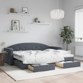 vidaXL Tagesbett Ausziehbar mit Schubladen Dunkelgrau 80x200 cm Samt