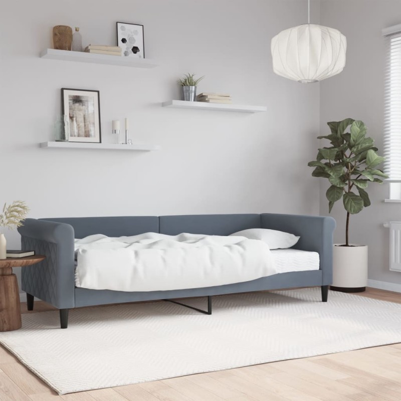 vidaXL Tagesbett mit Matratze Dunkelgrau 80x200 cm Samt vidaXL Tagesbett mit Matratze Dunkelgrau 80x200 cm Samt