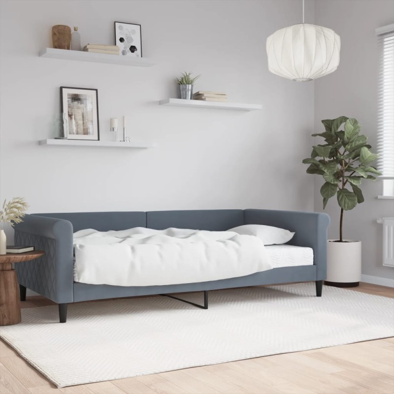 vidaXL Tagesbett mit Matratze Dunkelgrau 100x200 cm Samt vidaXL Tagesbett mit Matratze Dunkelgrau 100x200 cm Samt