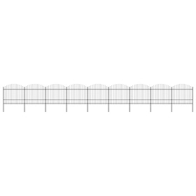 vidaXL Gartenzaun mit Speerspitzen Stahl (1,5 - 1,75) x 15,3 m Schwarz
